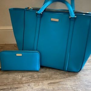 Kate Spade Large Leather Tote Bag And Wallet